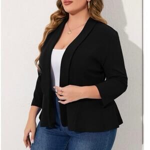 Plus Size 2XL Blazer Open Front Long Sleeve slimming Office Cardigan Jackets